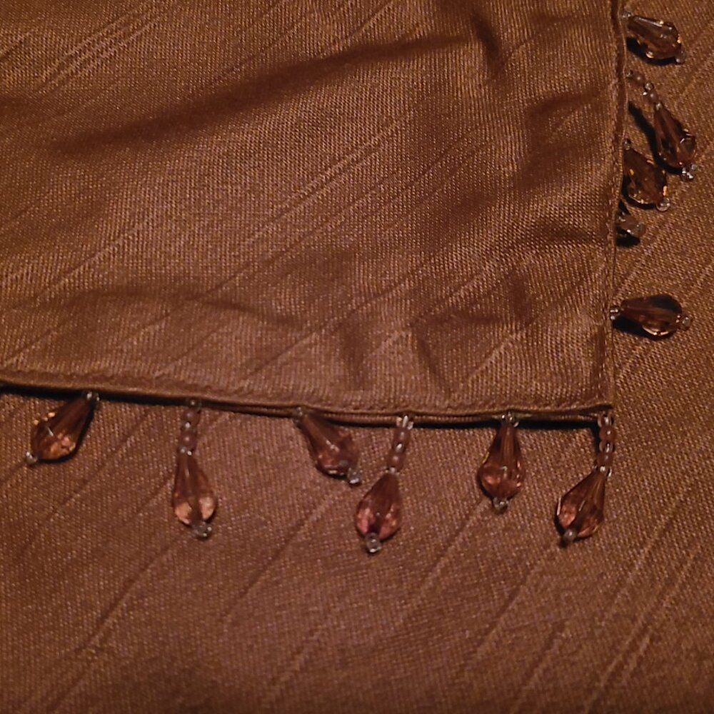 Beaded, copper table runner W C Designs 2002 69 inches long beaded table runner